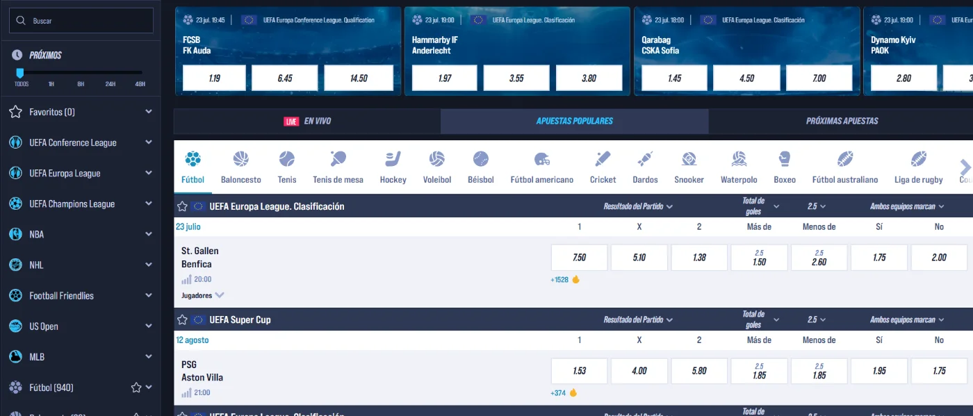 VegasHero Deportes Apuestas de Fútbol Alt: VegasHero Deportes plataforma de apuestas de fútbol con cuotas en vivo y ligas europeas