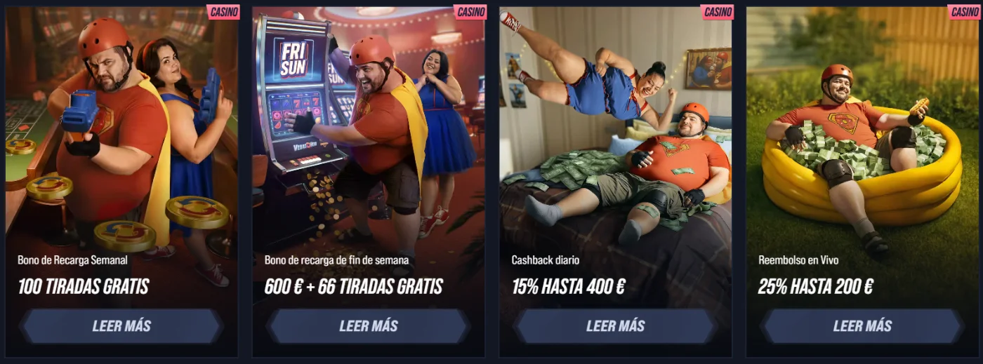 VegasHero Casino Promociones VegasHero Casino promociones con bono de recarga semanal, cashback diario y reembolso en vivo